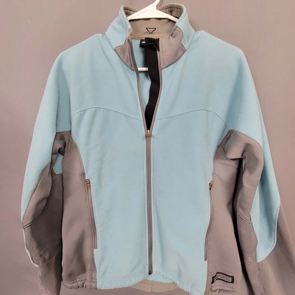 REI Polartec Blue Gray Full Zip Fleece Jacket Warm Outdoor Hiking Layer